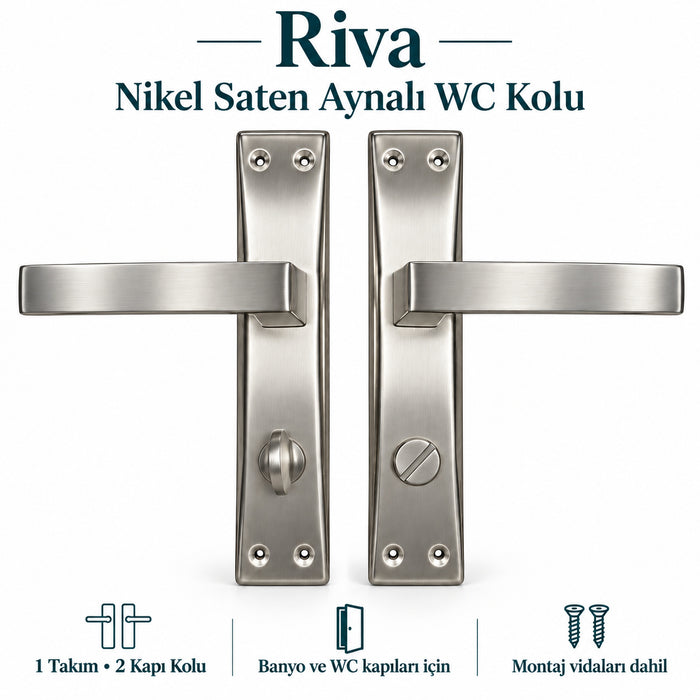 Riva Nikel Saten Aynalı WC Kolu – 1 Takım (2 Adet)