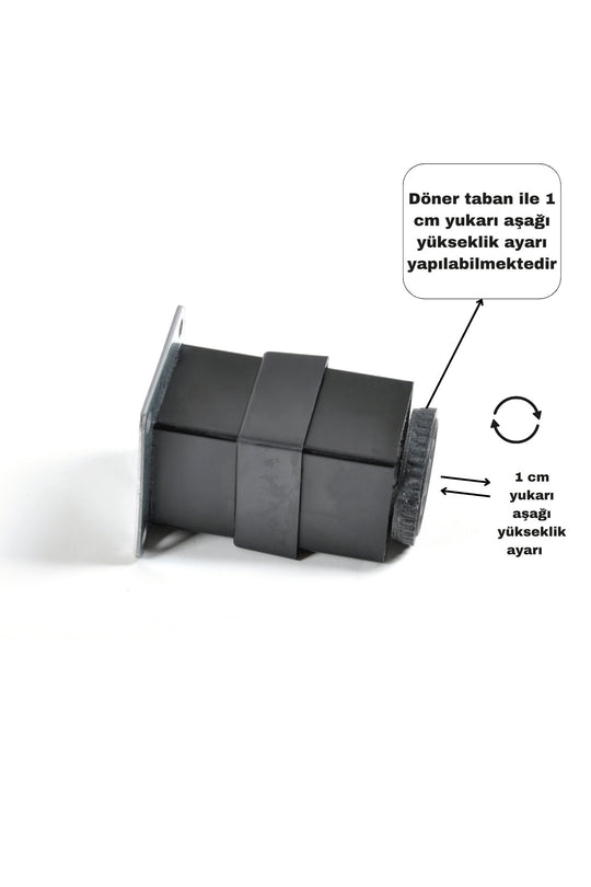 20 Cm Metal Düz Kare 40x40 Mobilya Koltuk Ayak Siyah Paslanmaz