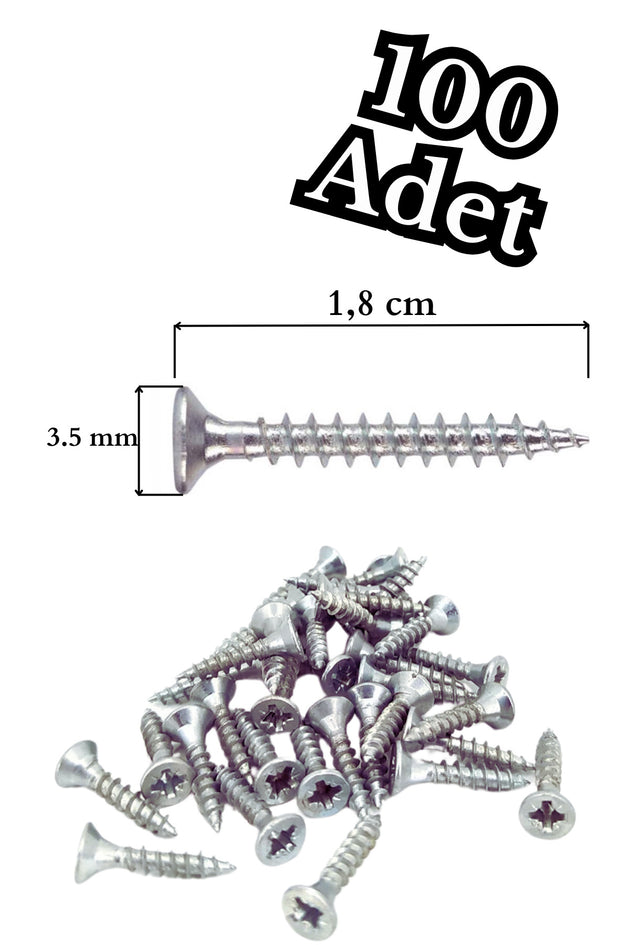 100 Adet Montaj Vidası 3,5x18 Sunta Ahşap Vidası Vida 100 Lü