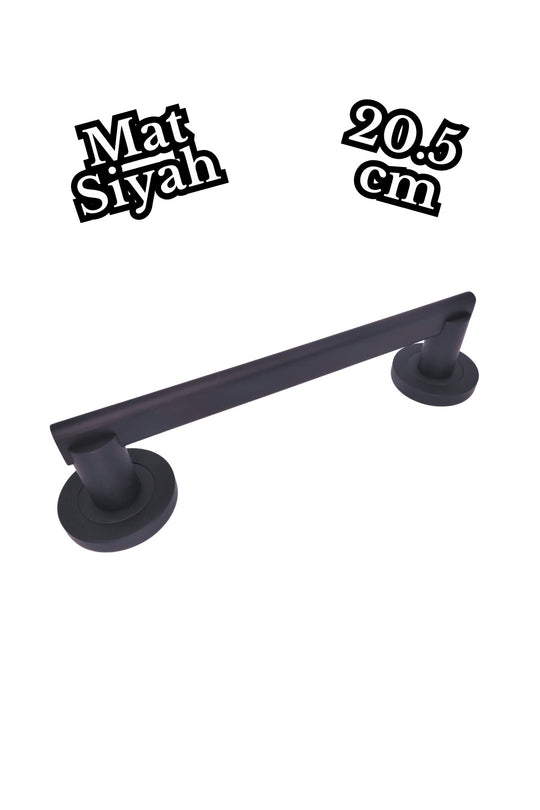 Rozetli Mat Siyah Çekme Kol 20.5 Cm Sürgülü Kapı Kolu