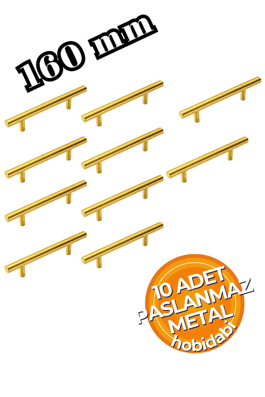 160mm Paslanmaz 10 Adet Altın Sarı Kulp Tv Ünitesi Yatak Odası Mobilya Çekmece Vestiyer Mutfak Dolap