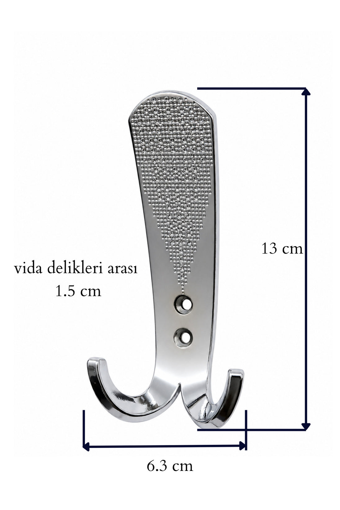 5 Adet Askı Çift Kancalı Portmanto Askısı, Duvar Montajlı, Metal (Krom, Portmanto)
