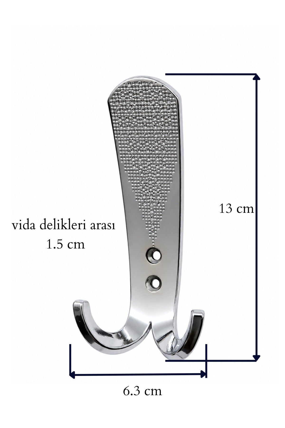 5 Adet Askı Çift Kancalı Portmanto Askısı, Duvar Montajlı, Metal (Krom, Portmanto)