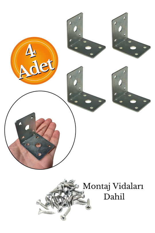 40x50x50 mm Koli Demir Gönye Köşebent - Mobilya Dolap Raf Masa Köşe Sabitleme Birleştirme 4 Adet