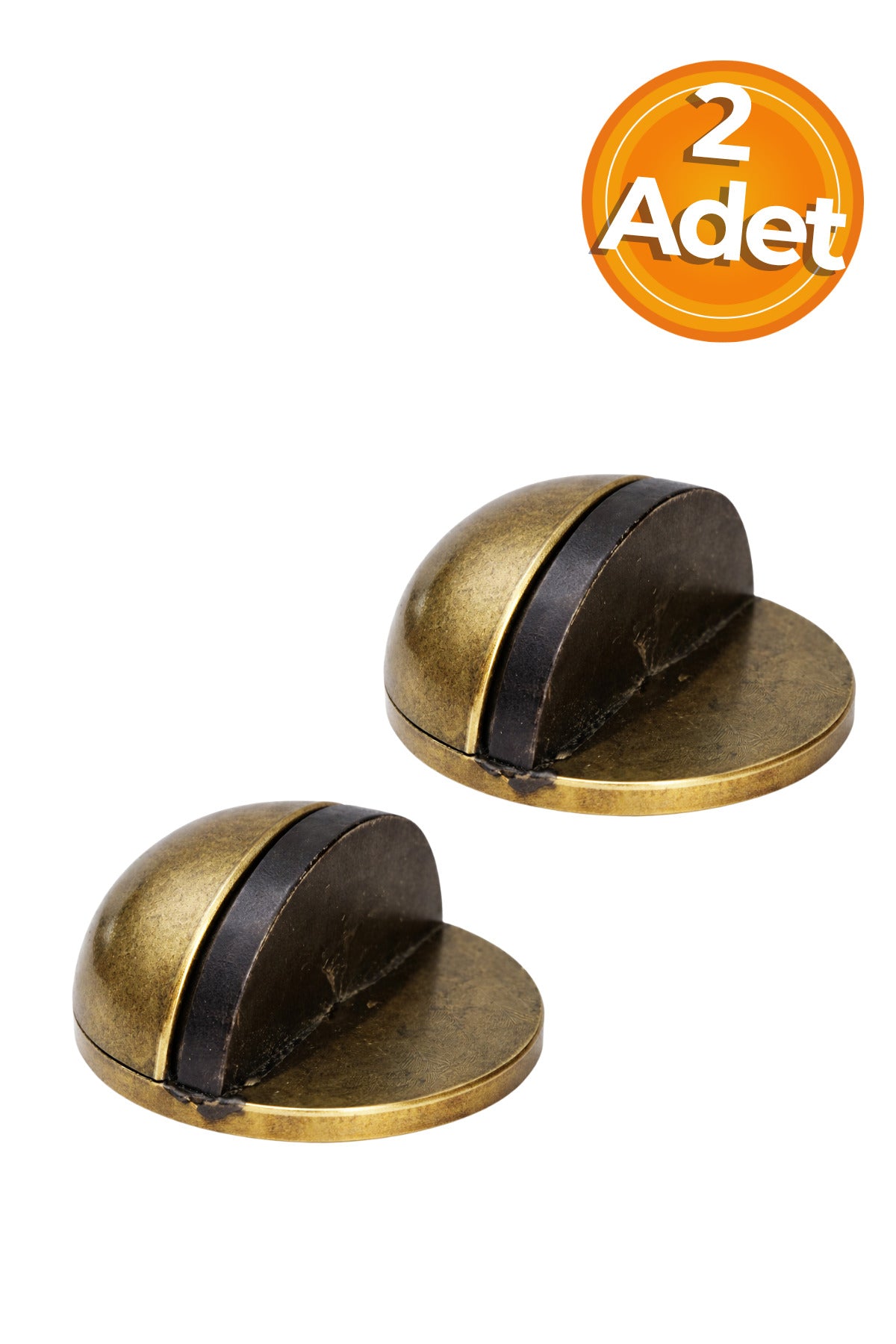Yarımay Yapışkanlı Kapı Kolu Stoperi Tamponu, Metal Kapı Stopu (Antik Sarı) 2 Adet