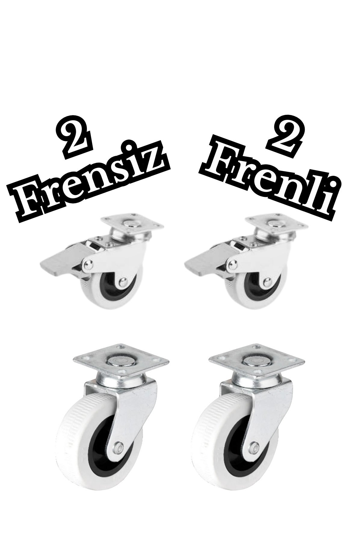 2 Frenli - 2 Frensiz Masa Mobilya Tekeri