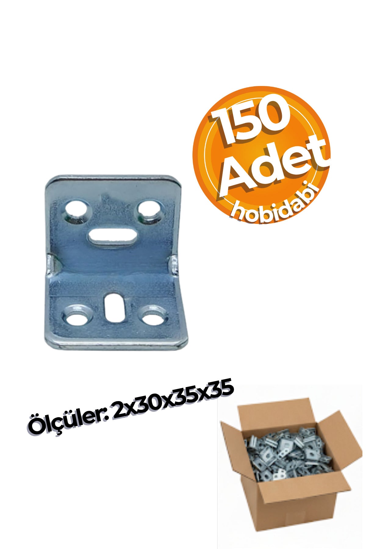 30x35x35 mm Koli Demir Gönye Köşebent - Mobilya Dolap Raf Masa Çekmece Köşe Sabitleme Birleştirme