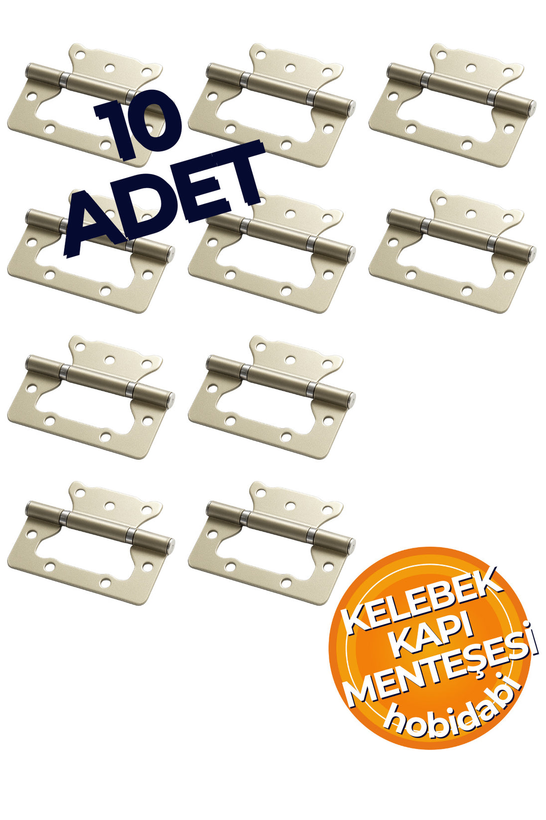 Kelebek Menteşe 10cm Kelebek Metal Yönsüz 2mm Kapı Menteşesi 10 Adet