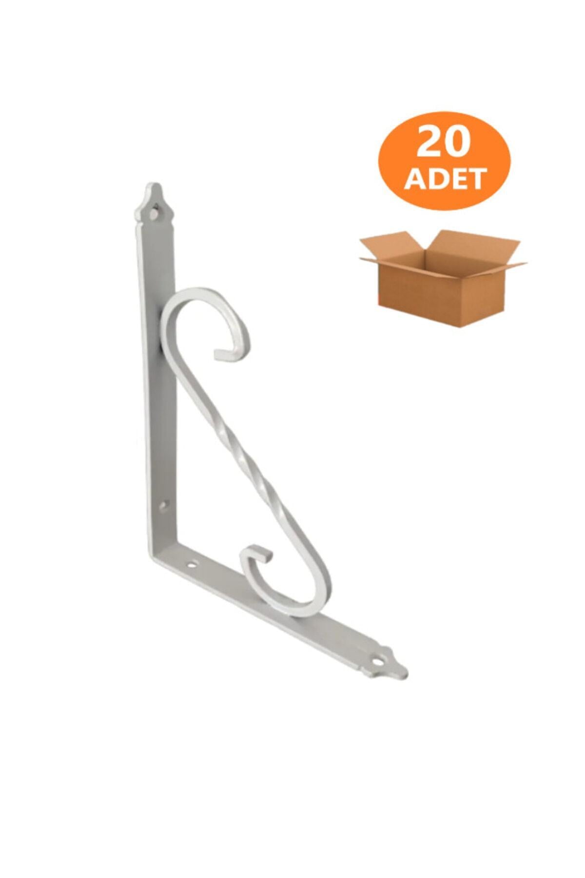 20 Adet 23x15.5 Beyaz Ferforje Raf Altı Metal L Ayak Toptan