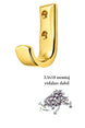 Altın Sarı Metal Elbise Askısı, Duvar Montaj Askılık, 5x3x1.8 cm, Montaj Vidaları Dahil, 5 Adet