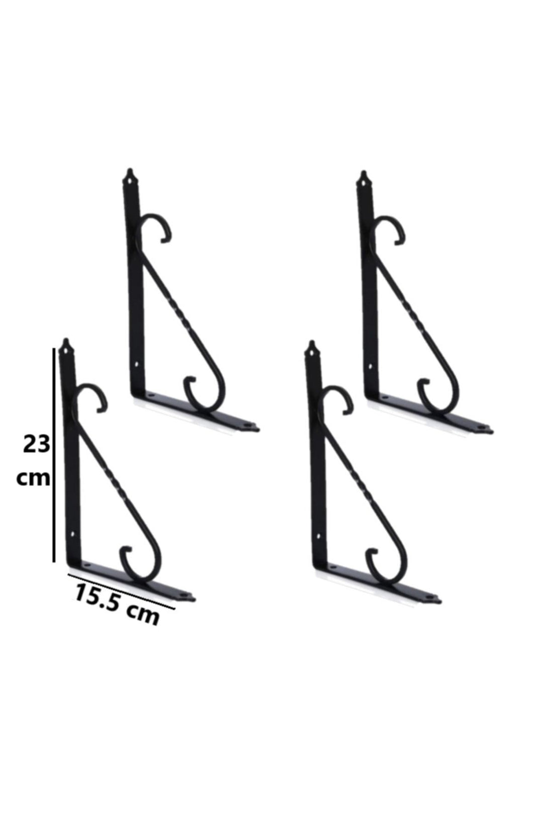 4 Adet Siyah 23x15.5 Ferforje Raf Altı Metal L Ayak