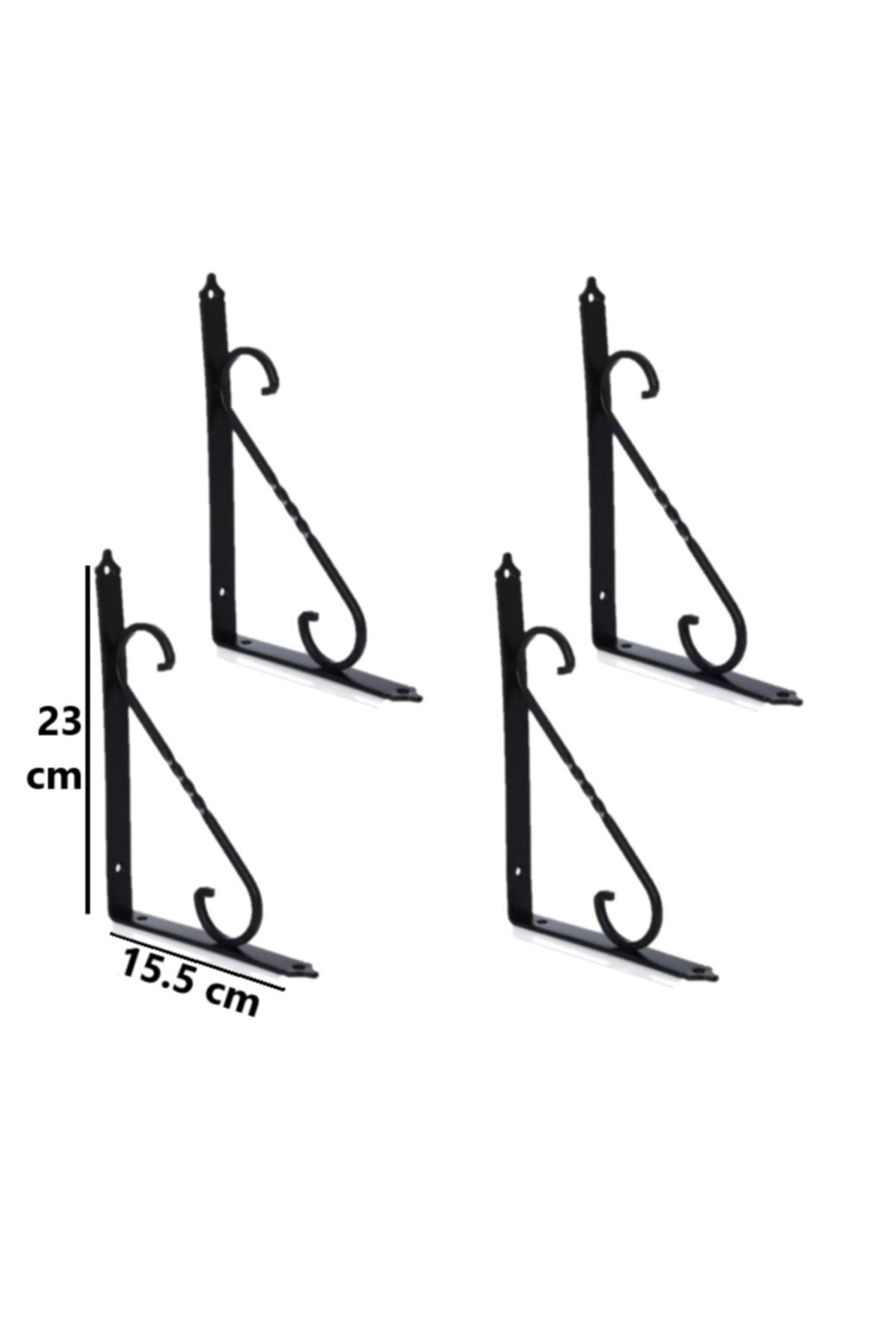 4 Adet Siyah 23x15.5 Ferforje Raf Altı Metal L Ayak