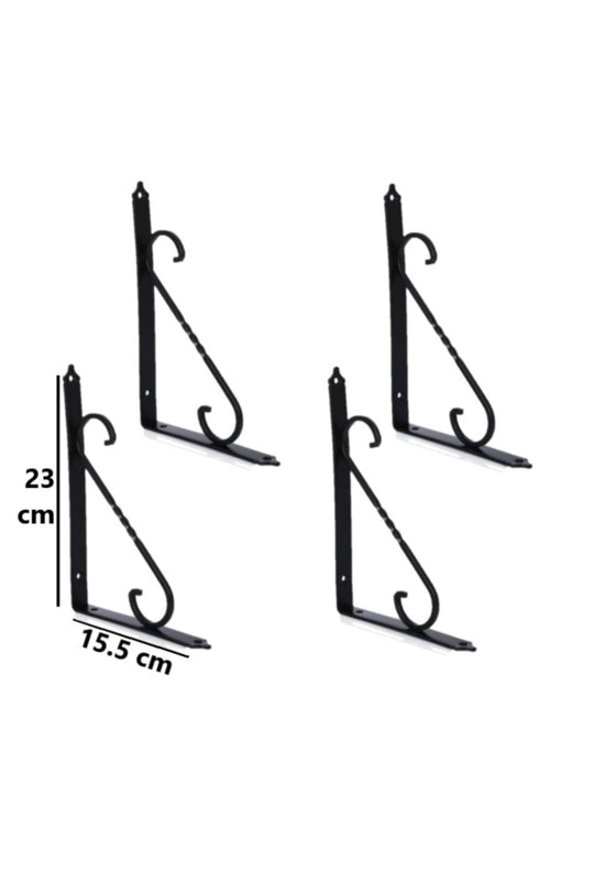 4 Adet Siyah 23x15.5 Ferforje Raf Altı Metal L Ayak