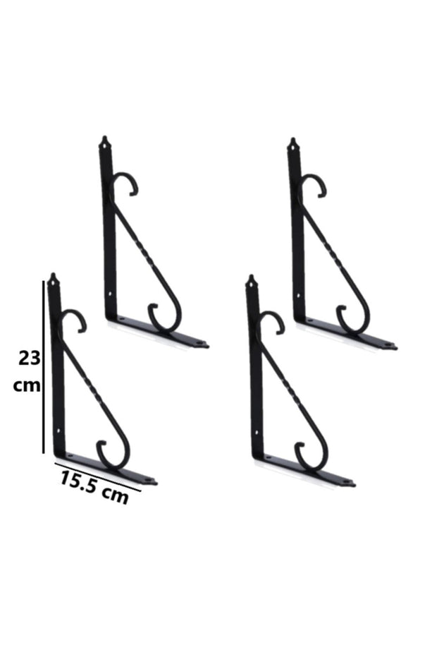 4 Adet Siyah 23x15.5 Ferforje Raf Altı Metal L Ayak