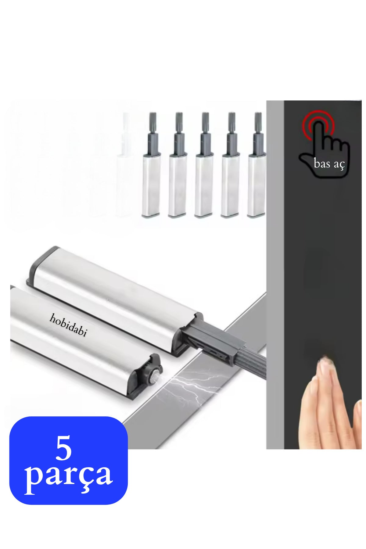 Metal Dolap Kapak Mıknatıslı Kapak Basac Kapak Itici Bas Aç 5 Adet