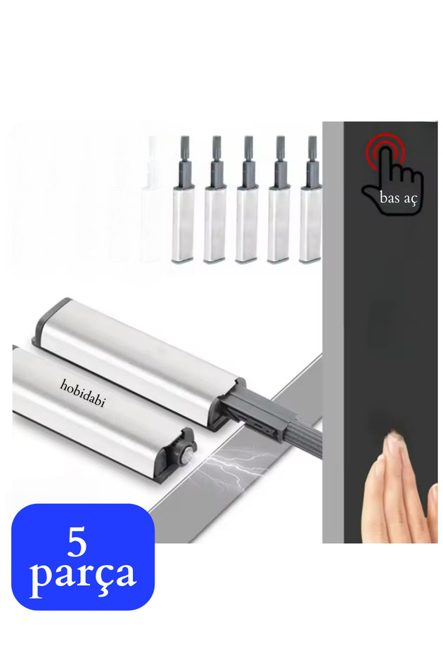 Metal Dolap Kapak Mıknatıslı Kapak Basac Kapak Itici Bas Aç 5 Adet