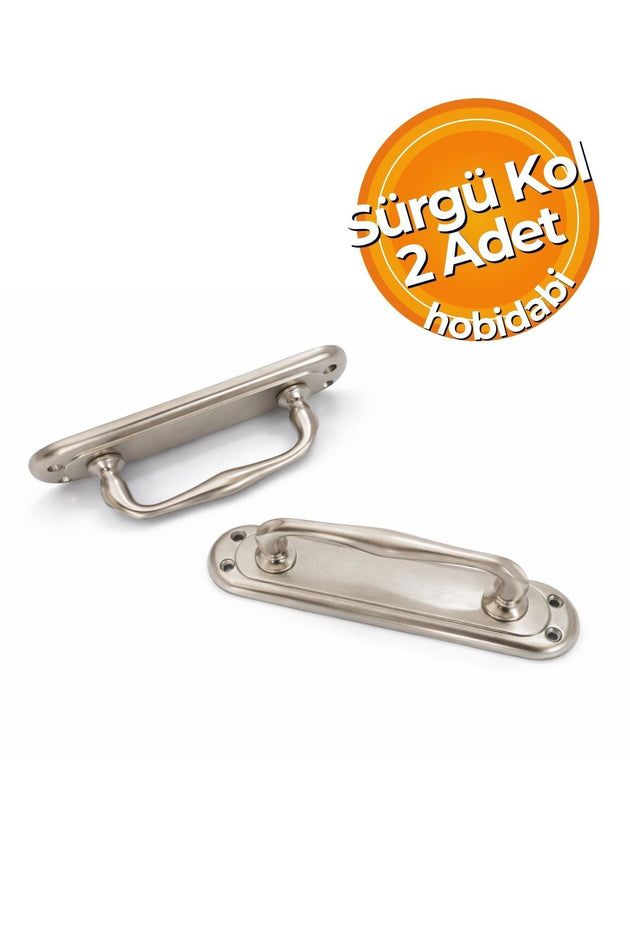 2 Adet Saten Kumru Sürgü Çekme Kol Sürgülü Kapı Kolu Boy:16.2 Cm