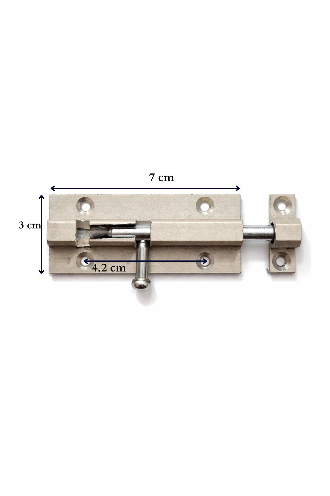 Alüminyum Mini Kapı Sürgüsü, Stil, 7 cm x 3 cm Boyutlarında, Nikel