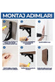 40 cm Beyaz 1 Takım Mandallı Katlanabilir Masa Konsolu - Aç Kapa Duvara Monte Katlanır L Raf Ayağı