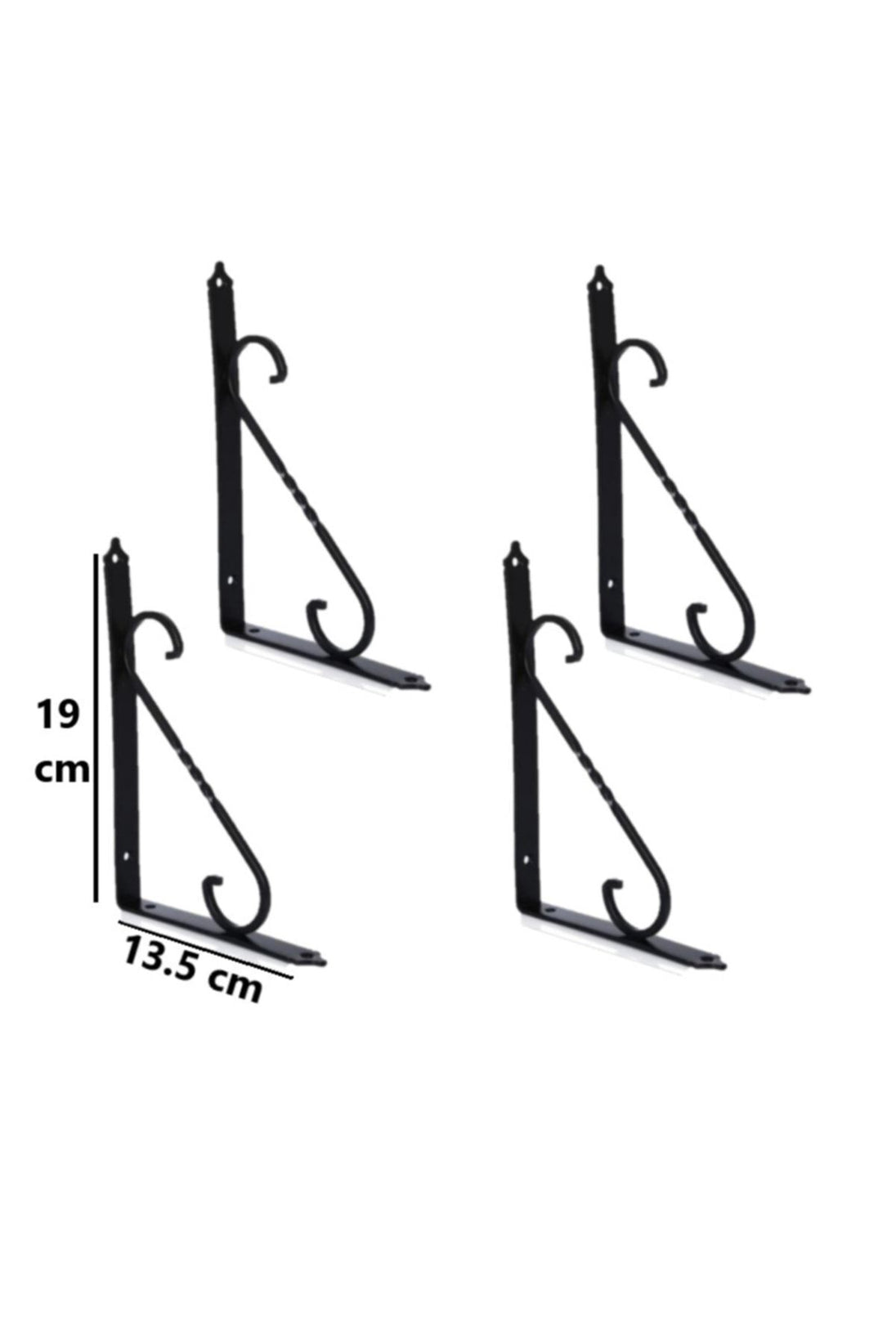 4 Adet Renk Seçenekli Siyah 19x13.5 Ferforje Raf Altı Metal L Ayak