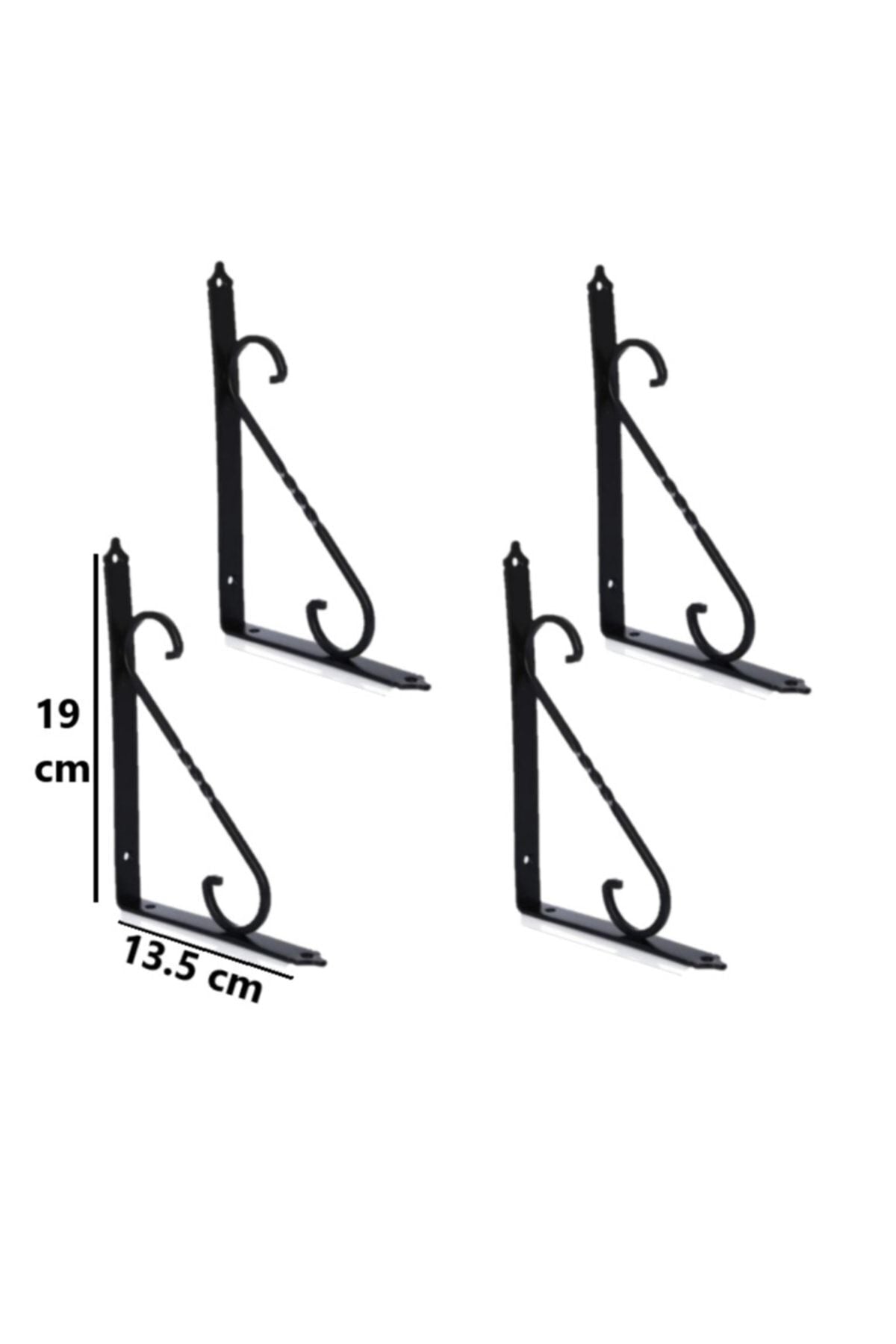 4 Adet Renk Seçenekli Siyah 19x13.5 Ferforje Raf Altı Metal L Ayak
