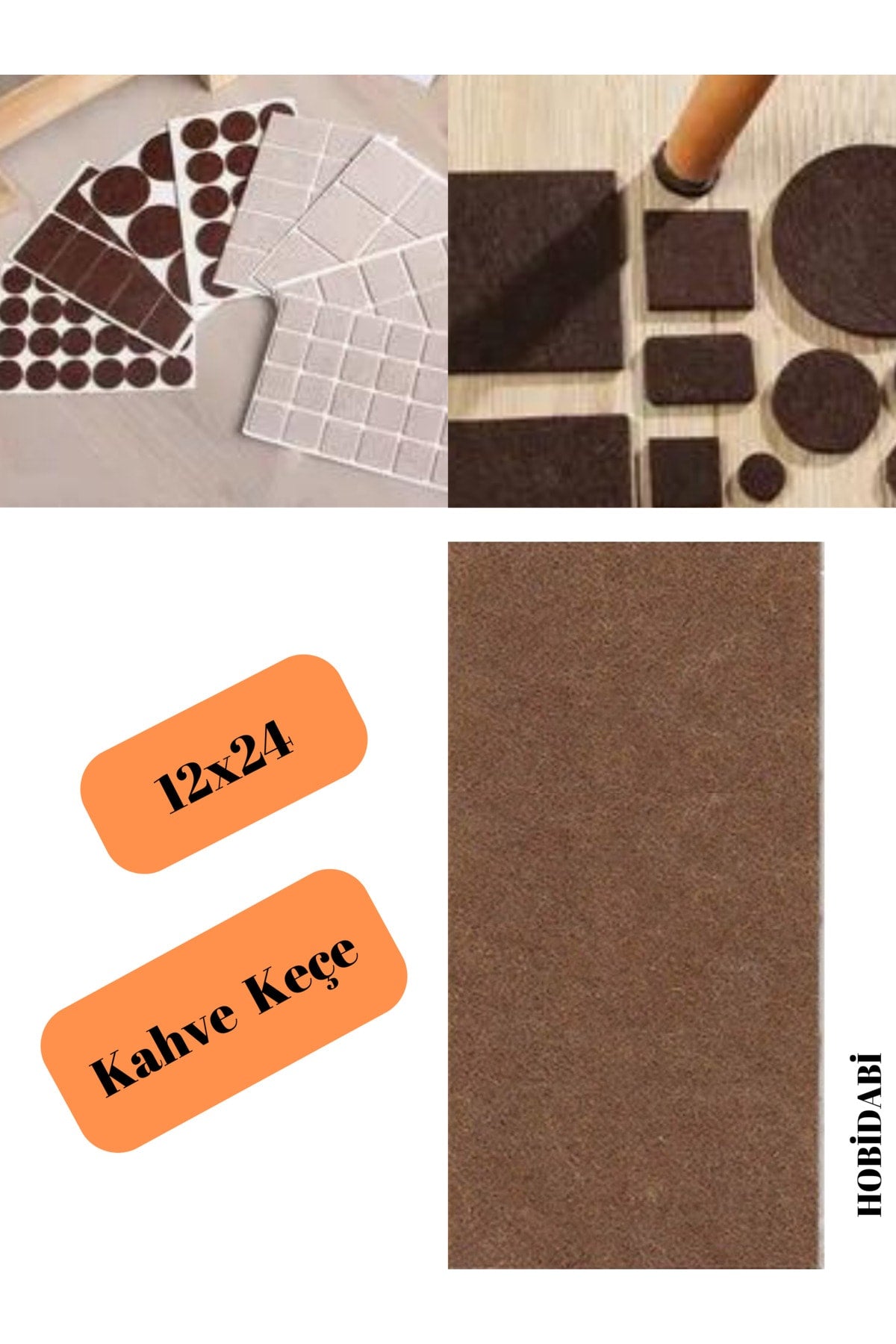 Yapışkan Mobilya Dikdörtgen Keçe 12 Mm X 24 Mm