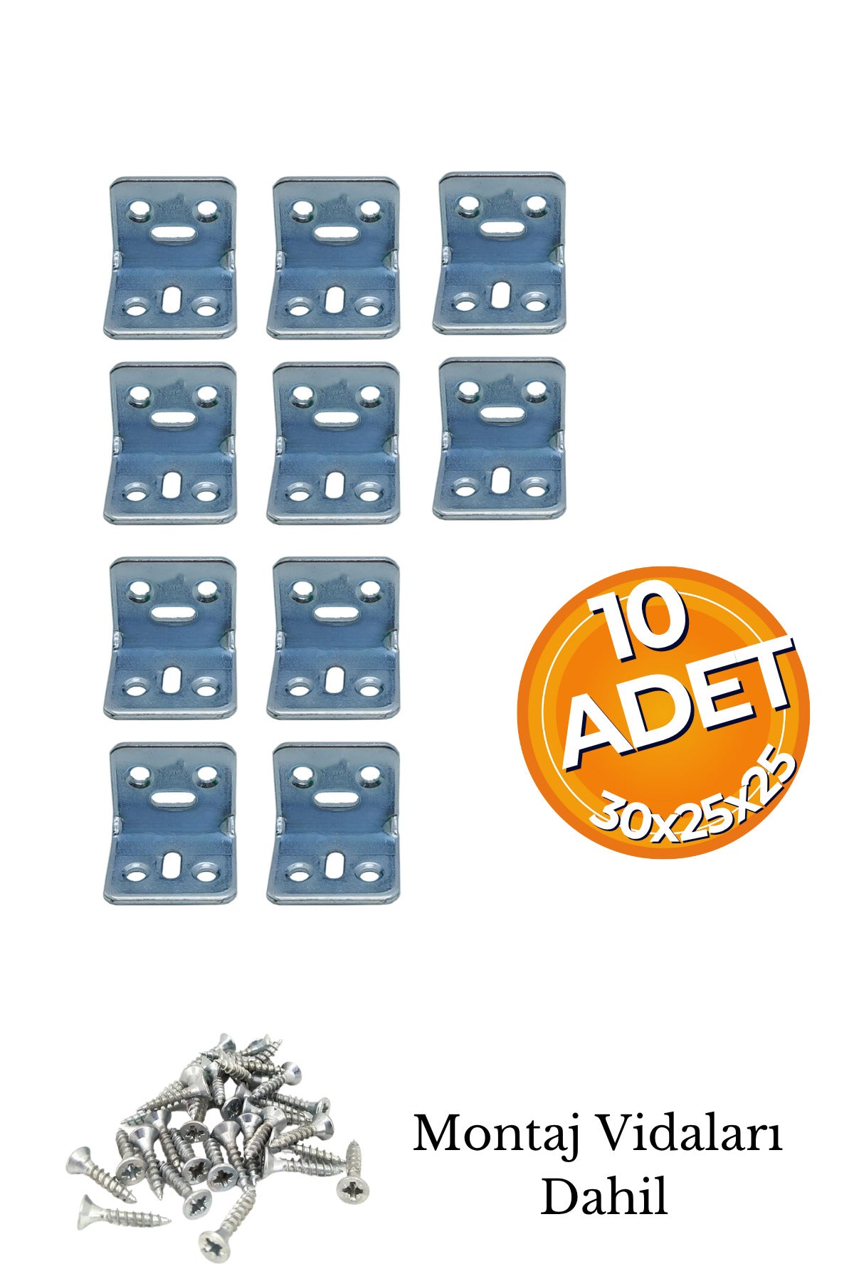L Demir Gönye Köşebent 30x25x25mm Mobilya Dolap Raf Masa Köşe Bağlantı Birleştirme Sabitleme Aparatı