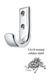 Krom Metal Elbise Askısı, Duvar Montaj Askılık, 5x3x1.8 cm, Montaj Vidaları Dahil, 5 Adet