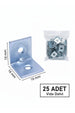25 Ad L Demir Gönye Köşebent 16x16x16mm- Mobilya Dolap Köşe Birleştirme Bağlantı Aparatı