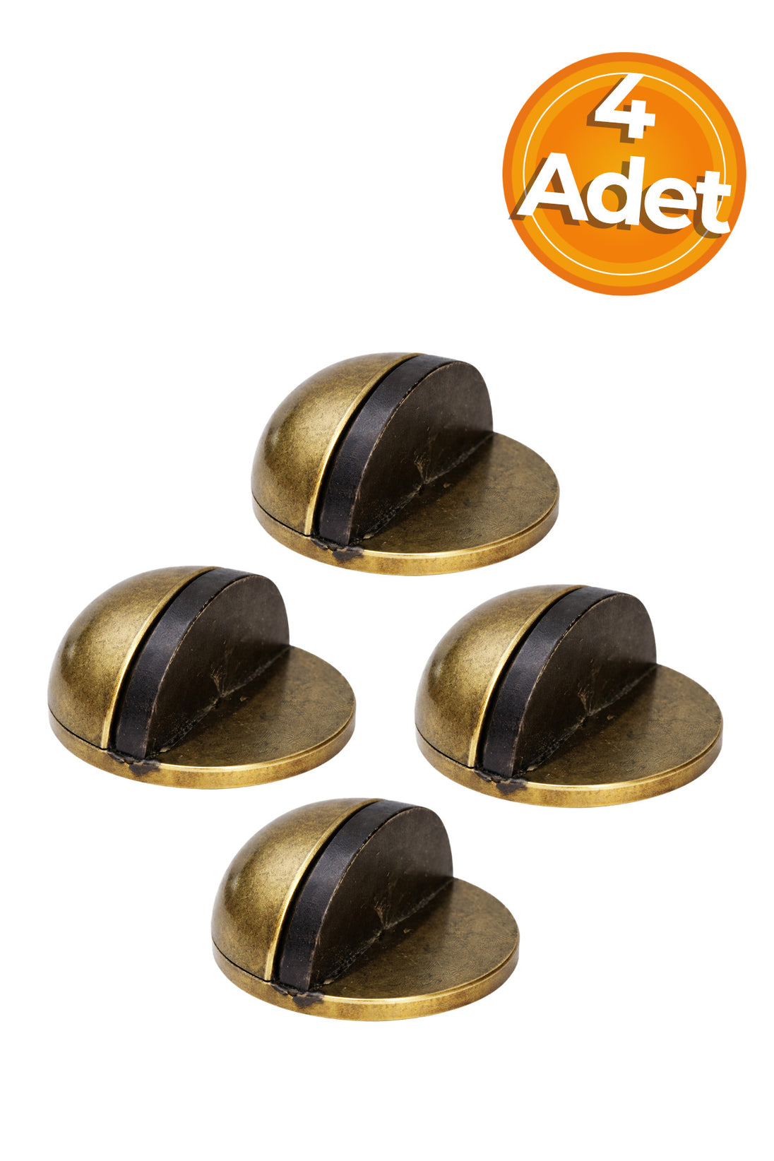 Yarımay Yapışkanlı Kapı Kolu Stoperi Tamponu, Metal Kapı Stopu (Antik Sarı) 4 Adet