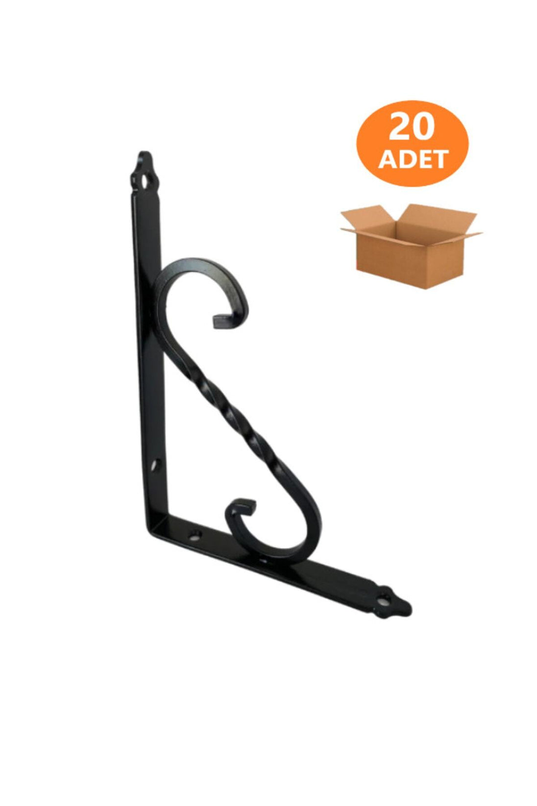 20 Adet 23x15.5 Siyah Ferforje Raf Altı Metal L Ayak Toptan