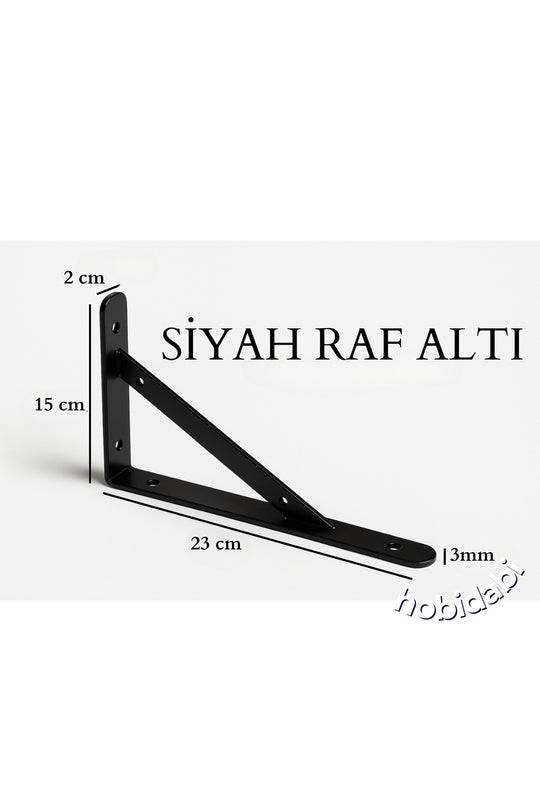 Raf Altı Dekoratif Raf Tutucu Ayak Ferforje Siyah 15X23 cm 4 Adet