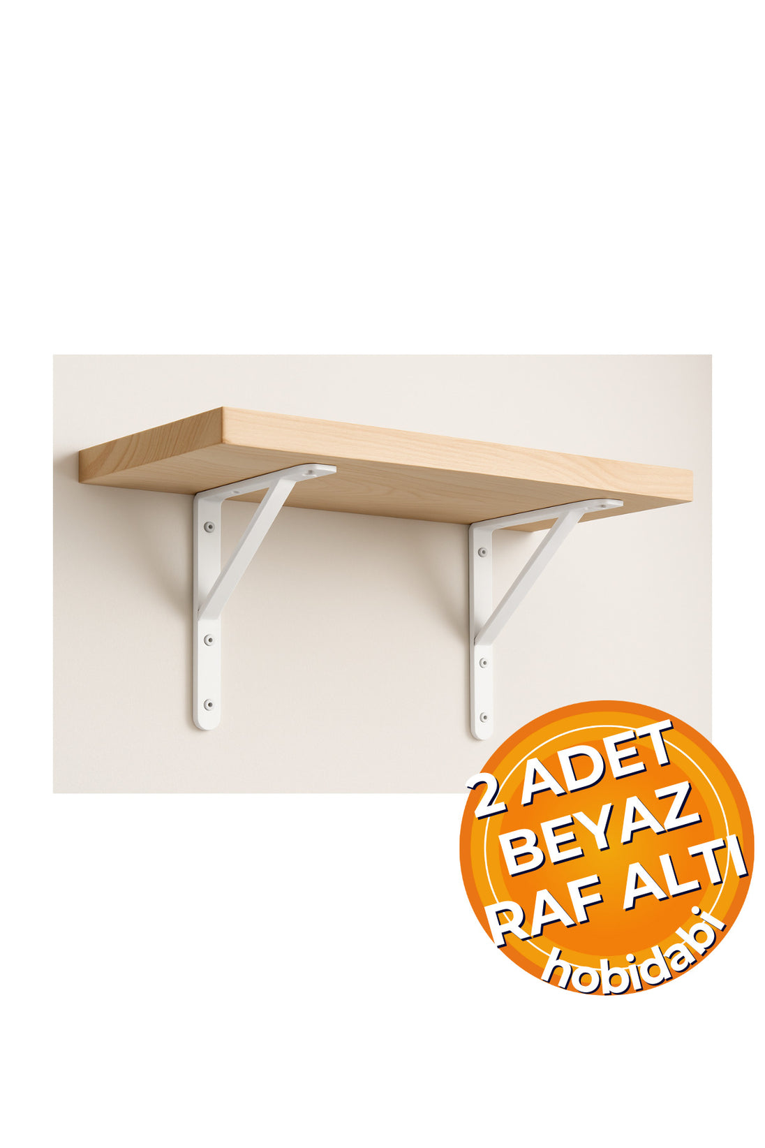 Raf Altı Dekoratif Raf Tutucu Ayak Ferforje Beyaz 13X19 cm 2 Adet