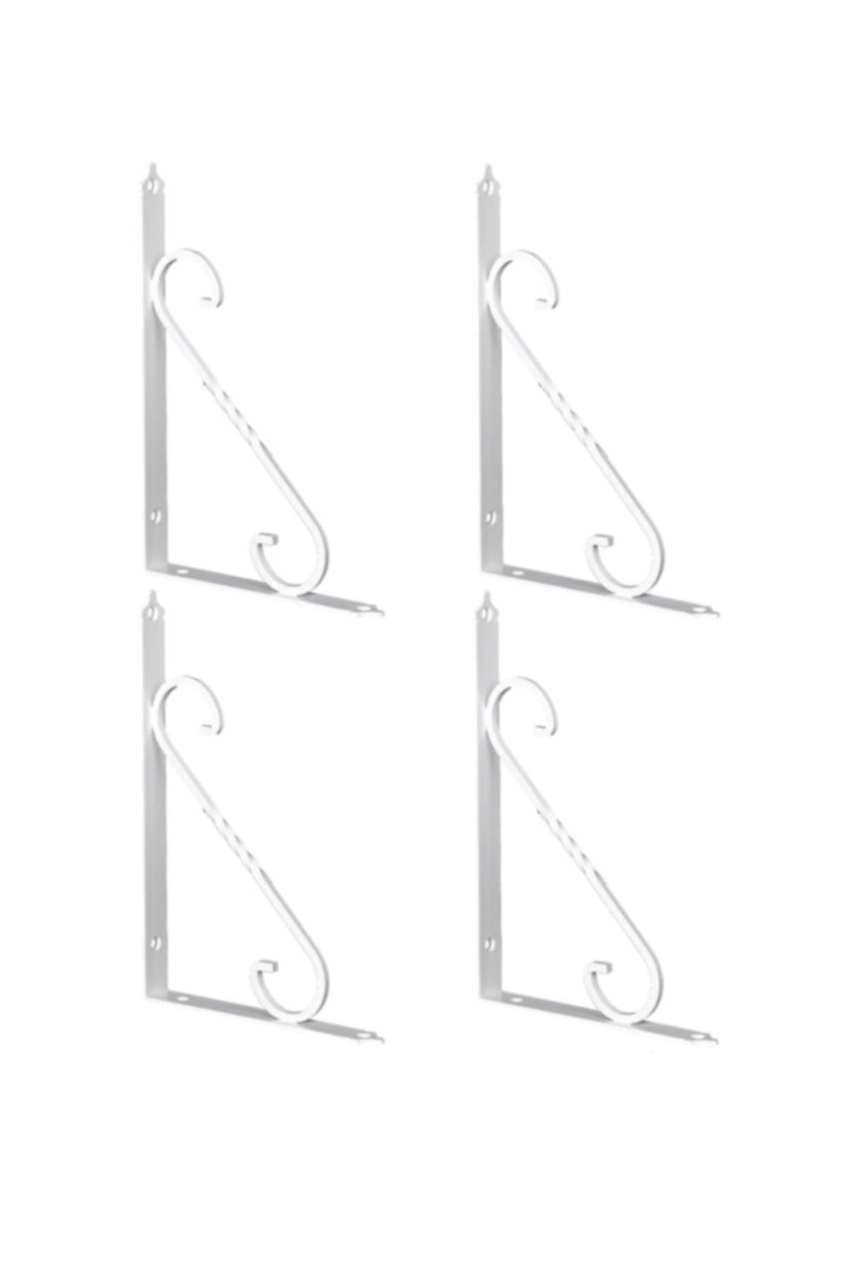 4 Adet Renk Seçenekli Beyaz 23x15.5 Ferforje Raf Altı Metal L Ayak