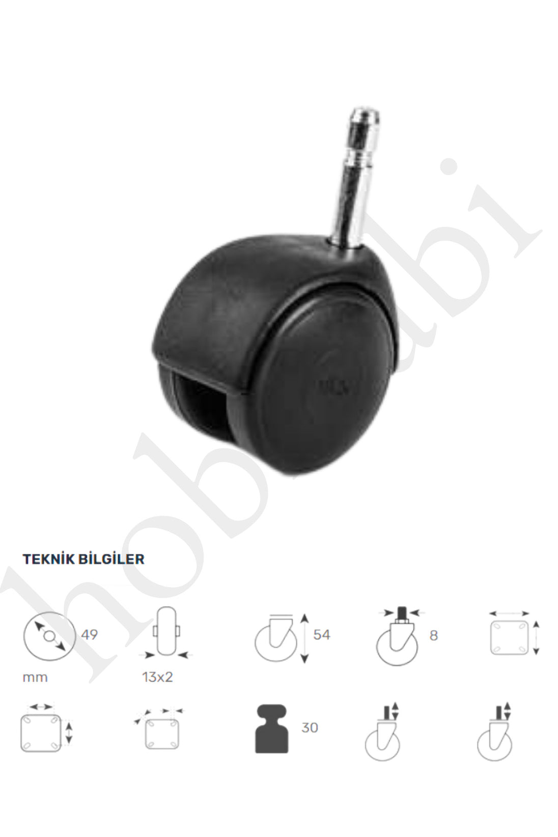 Plastik Büyük Pimli Tekerlek Sandalye Tekerleği 120 Kg No: 403