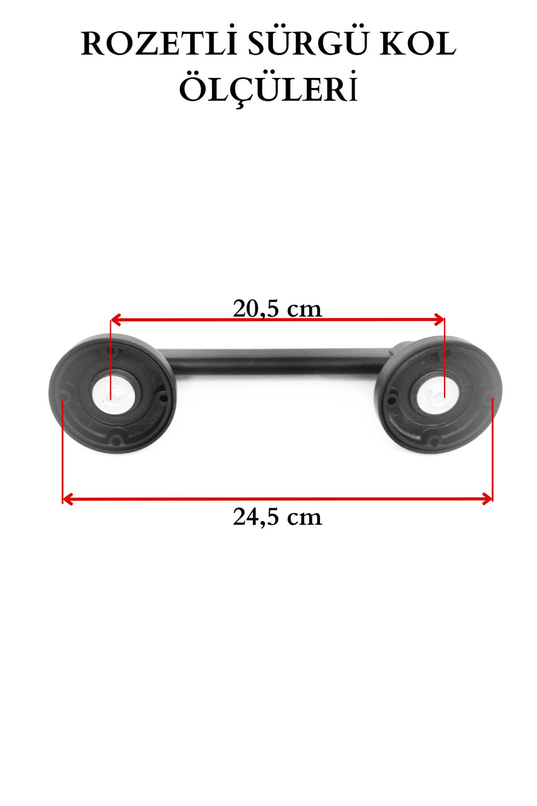 Rozetli Mat Siyah Çekme Kol 20.5 Cm Sürgülü Kapı Kolu