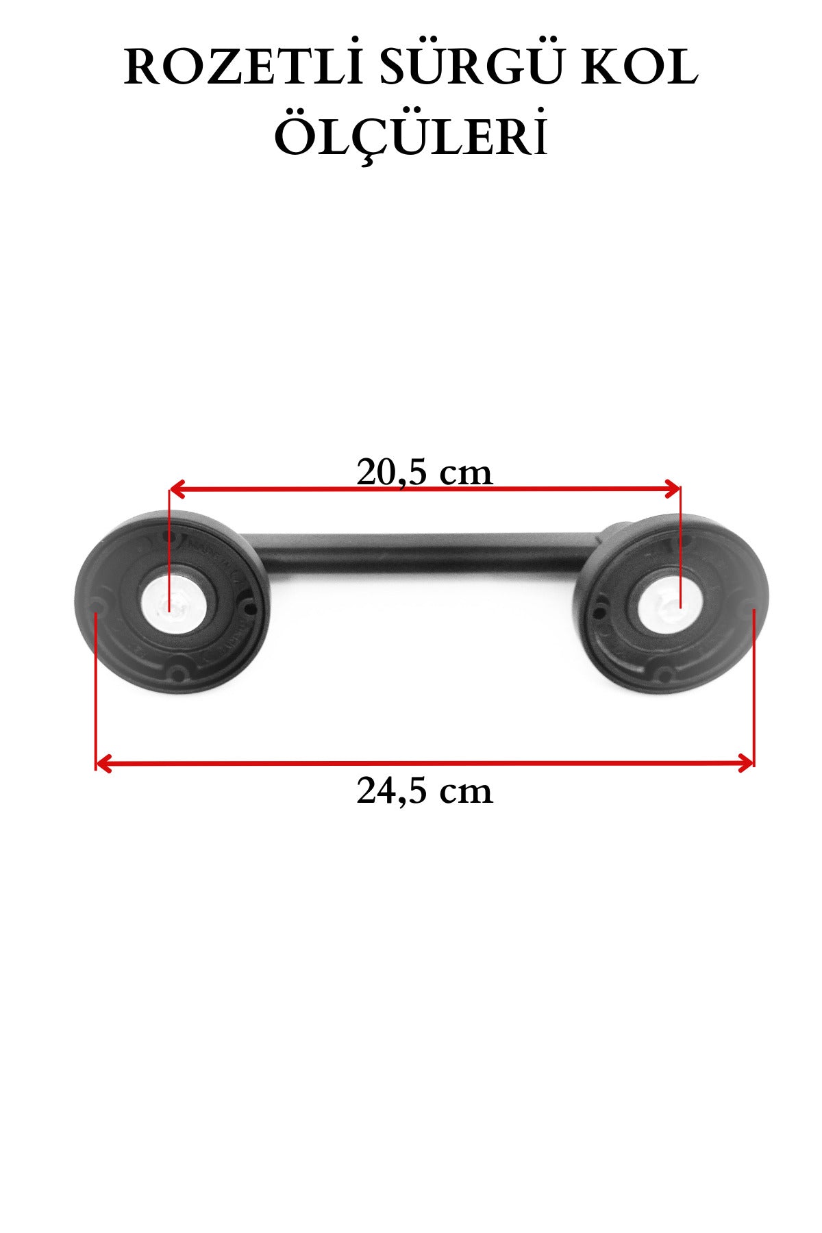Rozetli Mat Siyah Çekme Kol 20.5 Cm Sürgülü Kapı Kolu