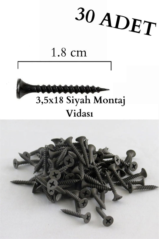 SİYAH 3.5X18 MONTAJ VİDASI 30 ADET