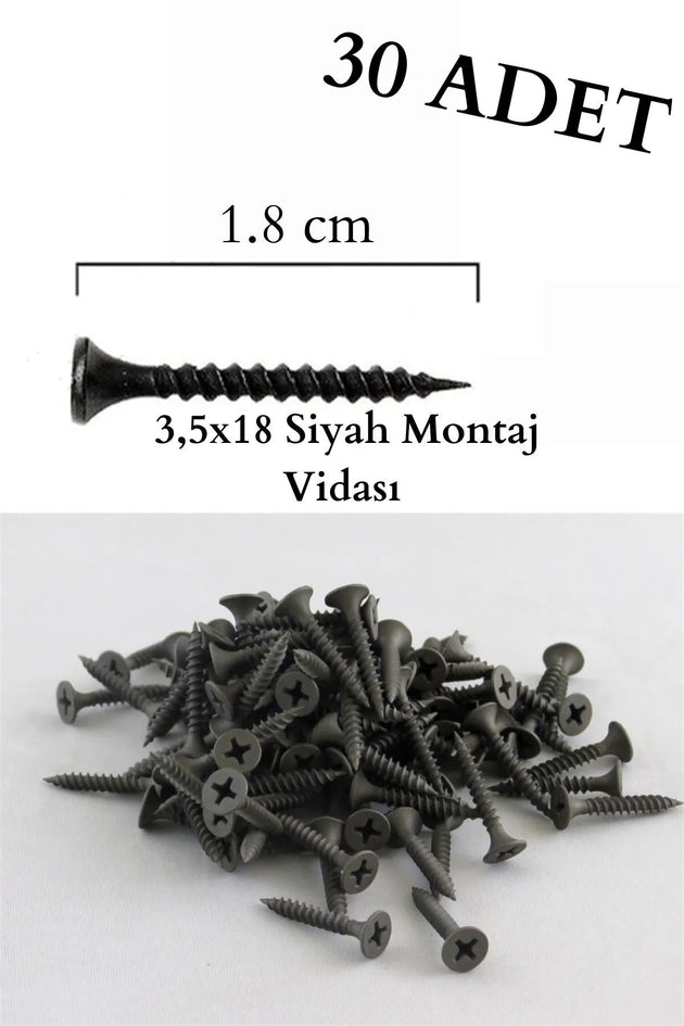 SİYAH 3.5X18 MONTAJ VİDASI 30 ADET