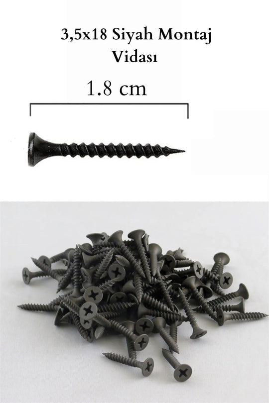 SİYAH 3.5X18 MONTAJ VİDASI 30 ADET