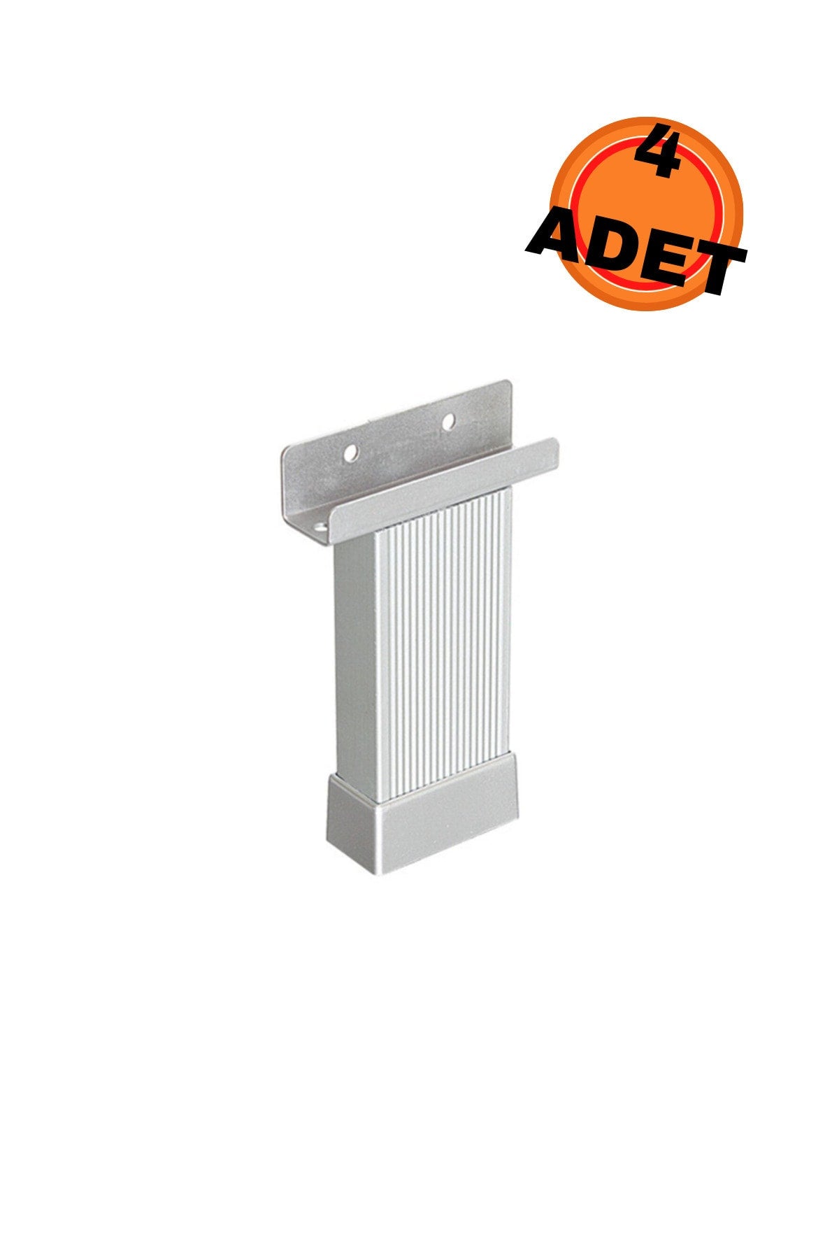 20 Cm Çizgili Alüminyum U Geçme Ayak 20x45 Mm Matkrom (4 Adet)