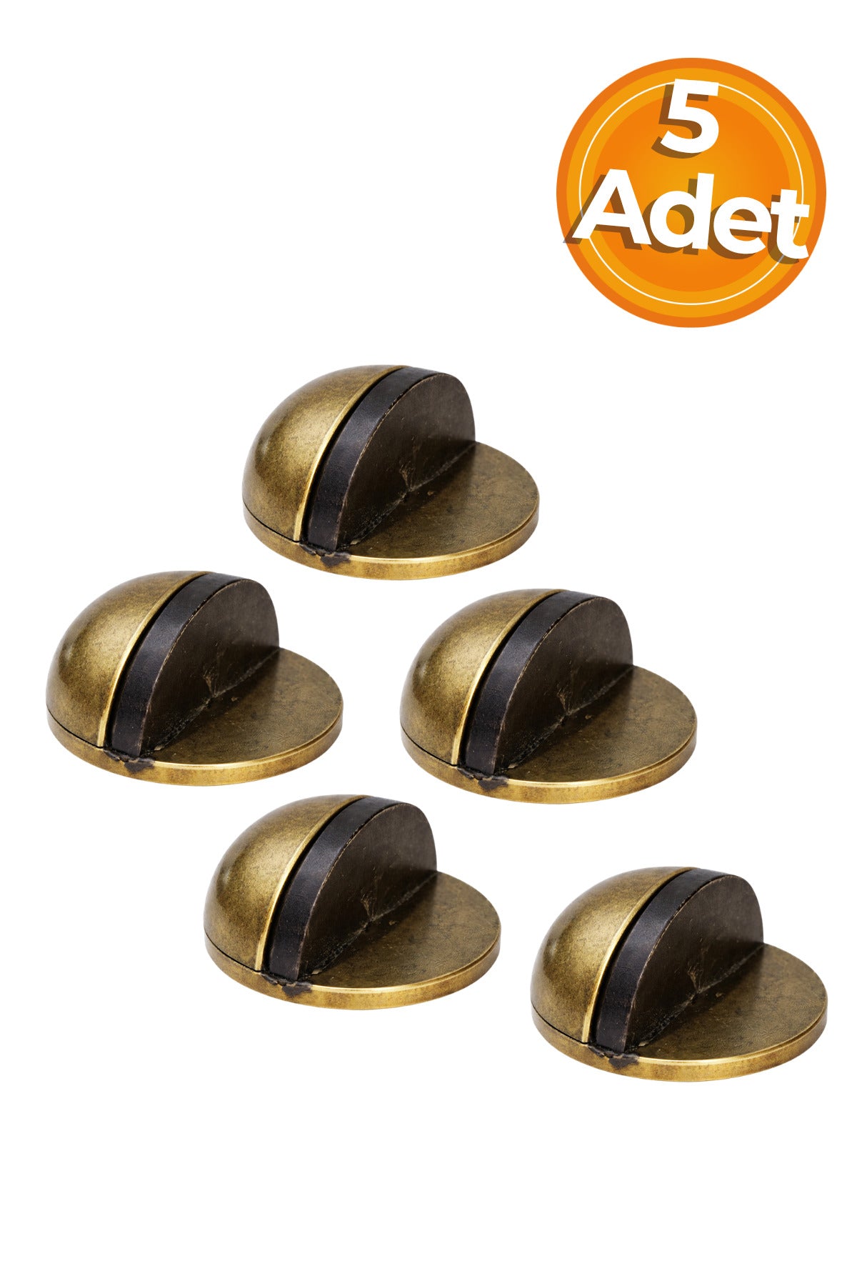 Yarımay Yapışkanlı Kapı Kolu Stoperi Tamponu, Metal Kapı Stopu (Antik Sarı) 5 Adet