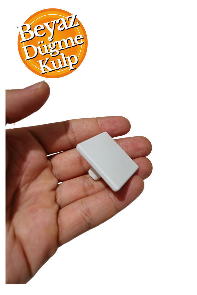 Beyaz Kare Düğme Dolap Tek Vidalı Kulp Mat Altın Çekmece Vestiyer Mobilya