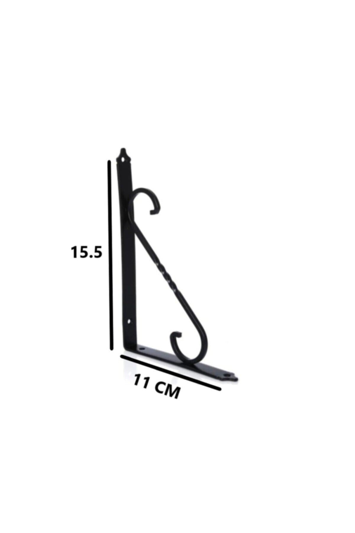 4 Adet Siyah 15.5x11 Ferforje Raf Altı Metal L Ayak