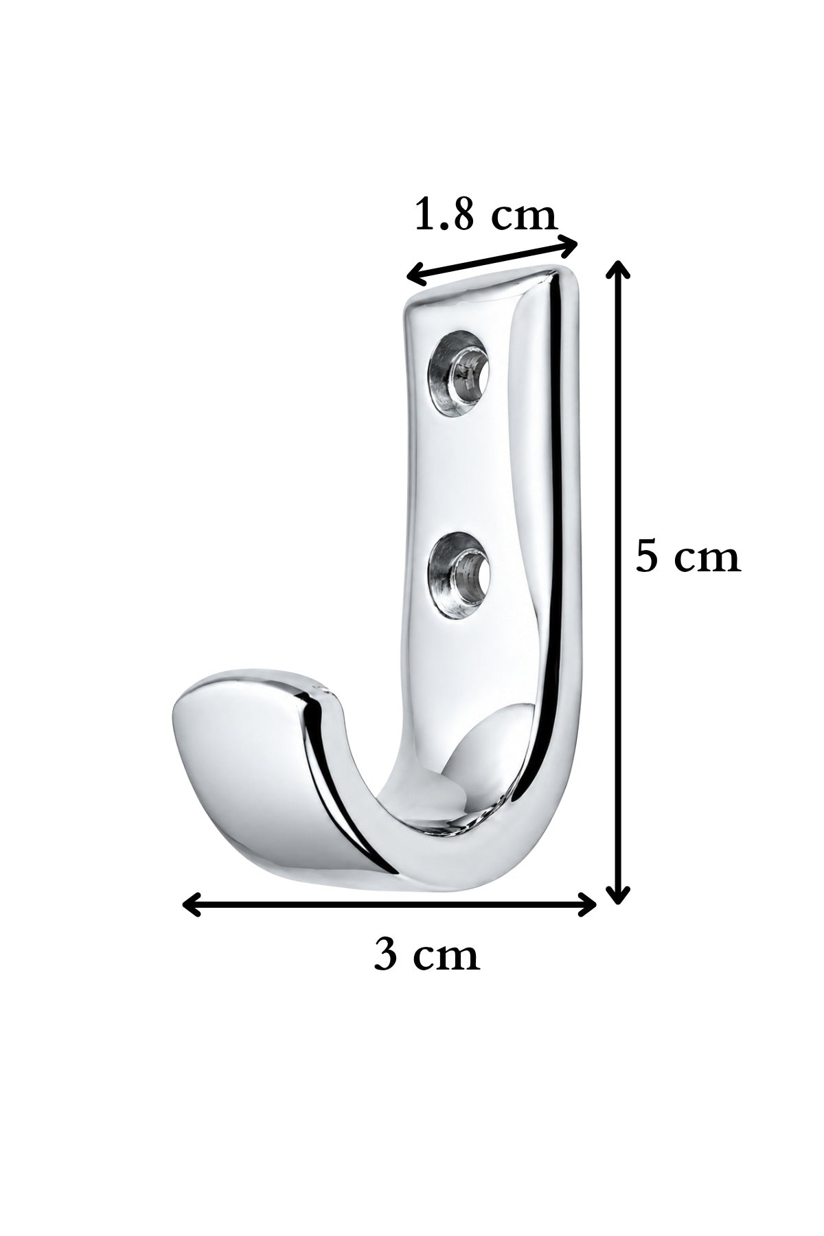 Krom Metal Elbise Askısı, Duvar Montaj Askılık, 5x3x1.8 cm, Montaj Vidaları Dahil, 5 Adet