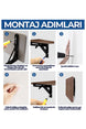 40 cm Siyah 1 Takım Mandallı Katlanabilir Masa Konsolu - Aç Kapa Duvara Monte Katlanır L Raf Ayağı