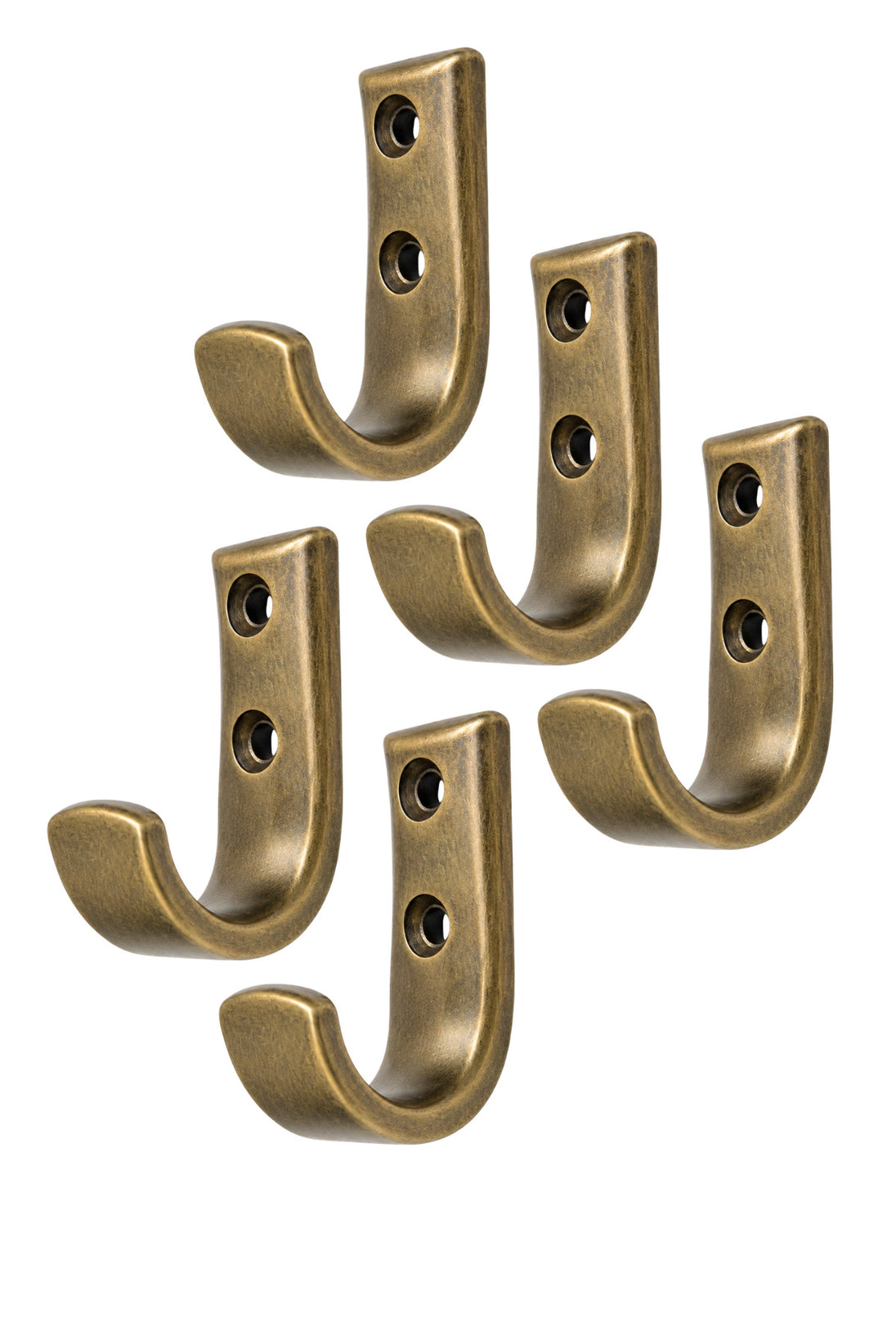 Antik Sarı Metal Elbise Askısı, Duvar Montaj Askılık, 5x3x1.8 cm, Montaj Vidaları Dahil, 5 Adet
