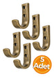 Antik Sarı Metal Elbise Askısı, Duvar Montaj Askılık, 5x3x1.8 cm, Montaj Vidaları Dahil, 5 Adet