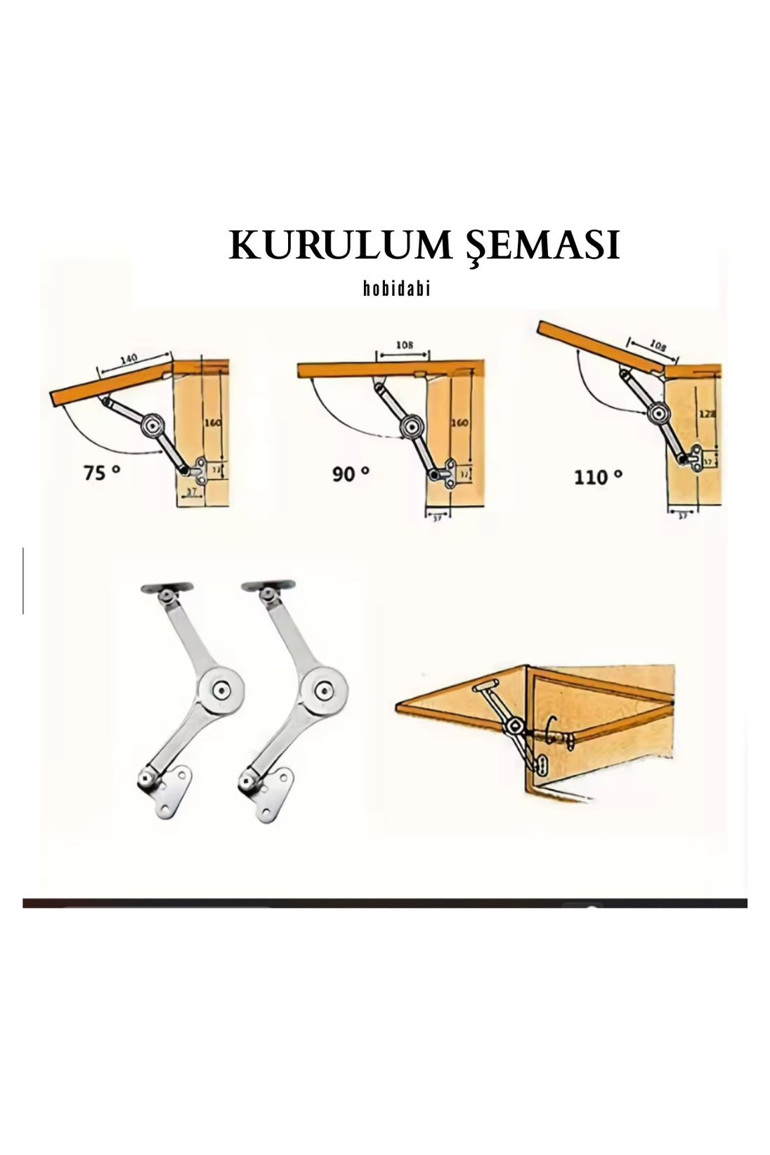 2 Adet Lale Makas Cırcırlı Dolap Pistonu / Metal - Mobilya Makasları - Tek Ebat