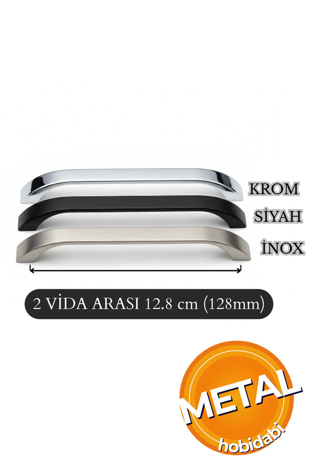 128 mm Metal Göksu İnox Kulp Tv Ünitesi Kulbu Mobilya Çekmece Vestiyer Mutfak Dolap 10 Adet